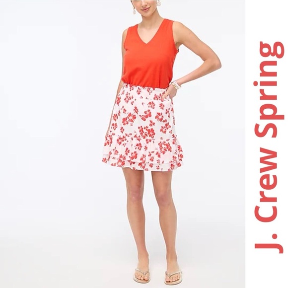 J. Crew Smocked-Waisted Ruffle Mini Skirt - Picture 1 of 8